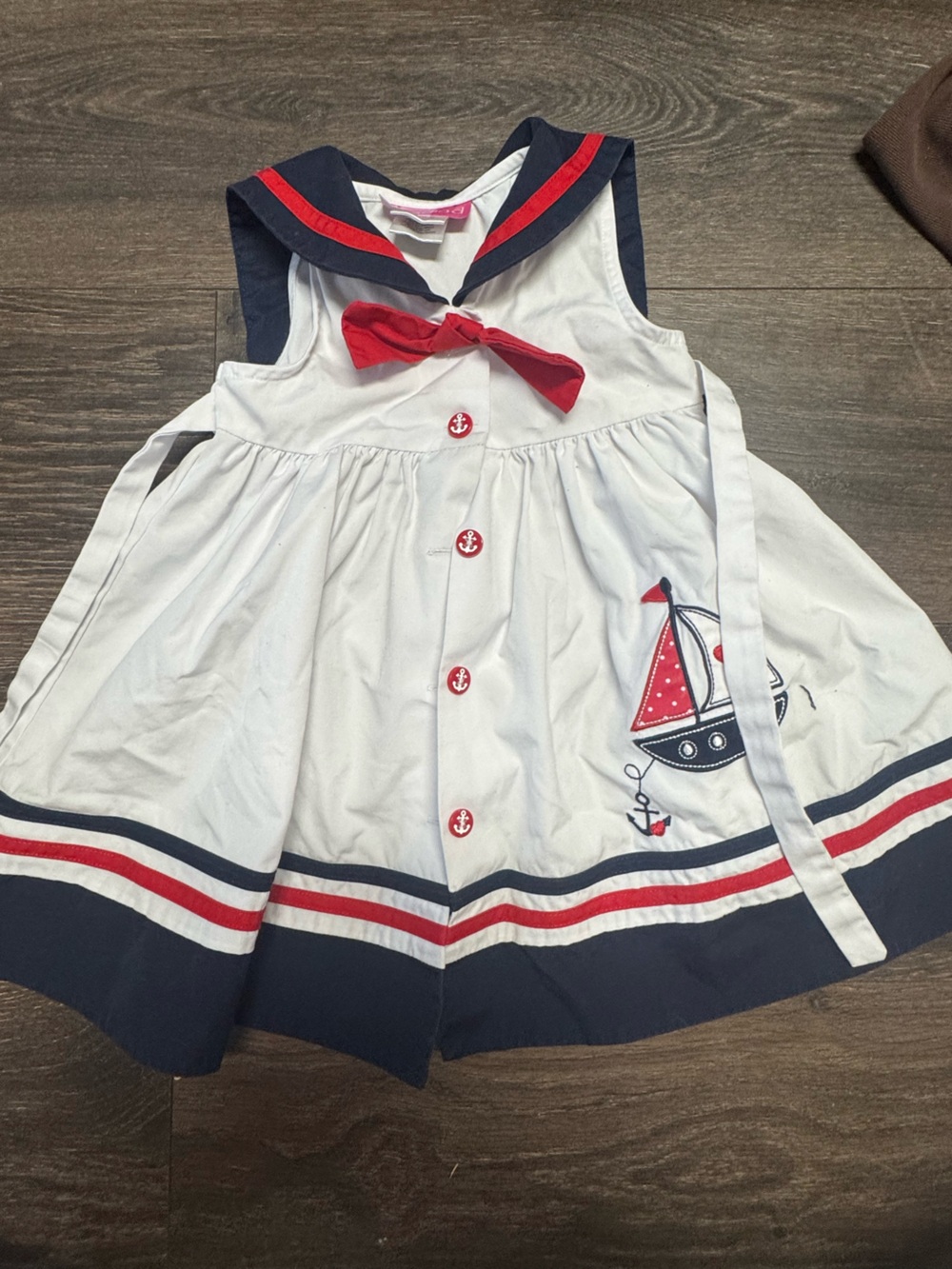 Vintage Good Lad White Navy Red Sailor Dress
